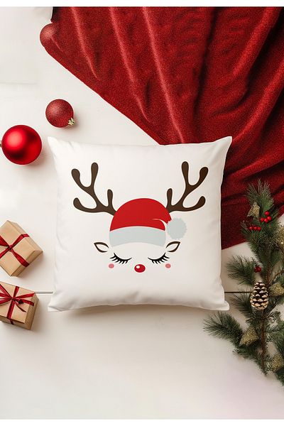 Filamente New Year Christmas Pattern - 4-Piece Throw Pillow Cover Set, Double Sided Digital Printed