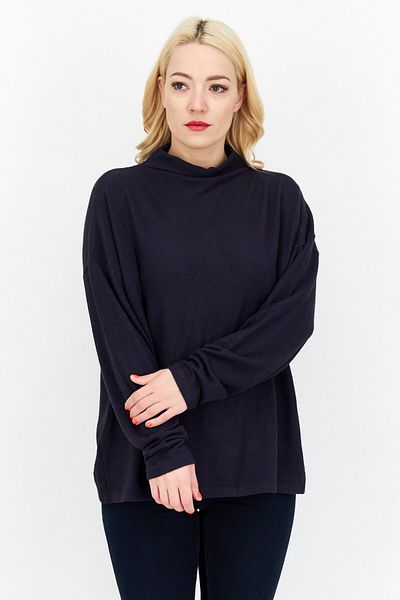 s.Oliver Women Turtle Neck Knitted Long Sleeve Sweater, Dark Navy