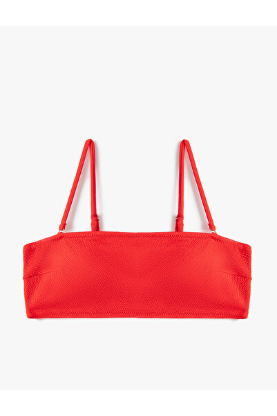 Koton Top de bikini fără bretele cu bretele detașabile texturate acoperite