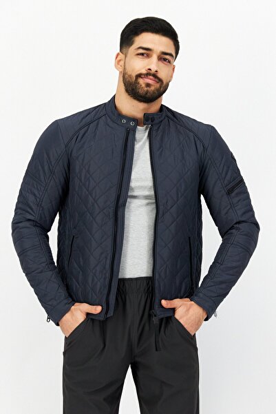 Replay جاكيت رجالي مبطن سادة، أزرق داكن