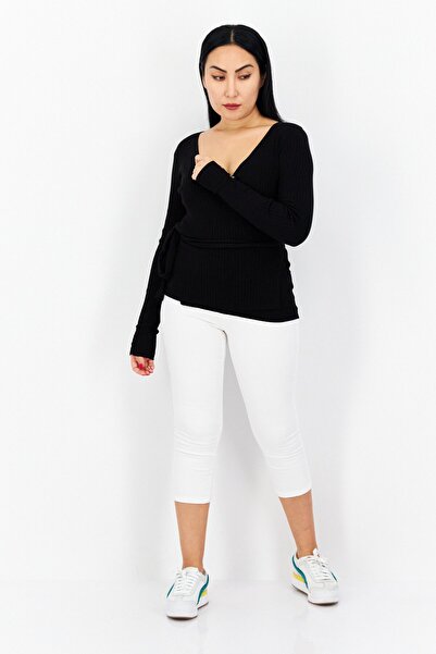 Guess Women Textured Long Sleeve Wrap Sweater, Black