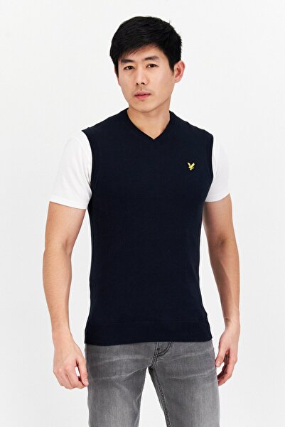 Lyle & Scott سترة رجالي بدون أكمام بفتحة على شكل حرف V وشعار العلامة التجارية...
