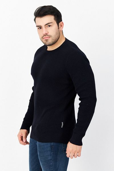 French Connection Men Round Neck Long Sleeve Knitted Sweater, Marine