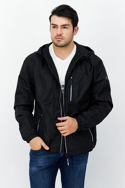 Replay Men Plain Windbreaker Jacket, Black