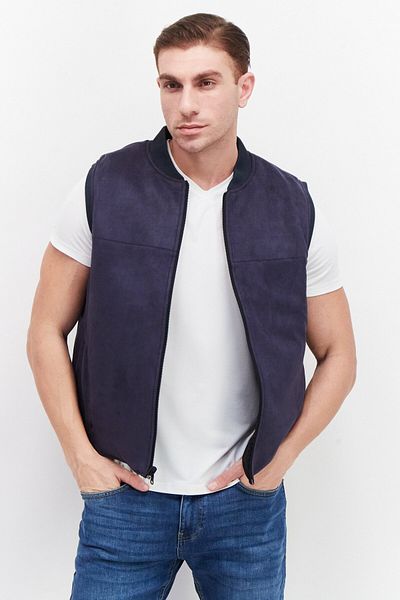 Kenneth Cole Men Plain Sleeveless Jacket Vest, Navy