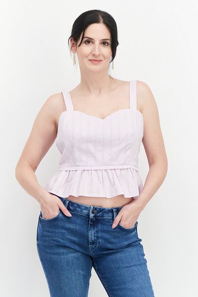 Aqua Women Sweetheart Neck Sleeveless Textured Top, Lilac
