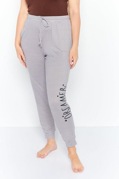 Rae dunn Women Stripe Print Drawstring Pajamas, Grey