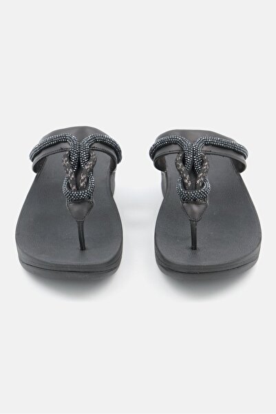 Fitflop Women Fino Crystal Chord Slip On Slandals, Black