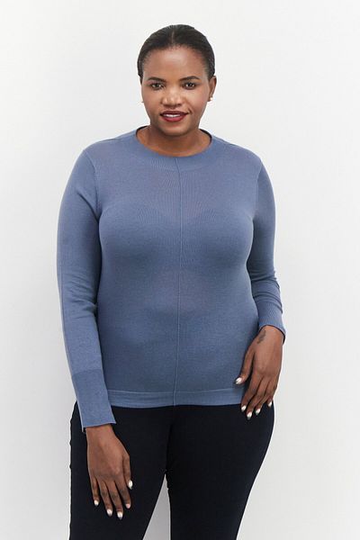 Esprit Women Mock Neck Long Sleeve Textured Sweater, Slate Blue