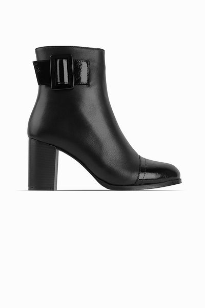Lal Shoes & Bags Γυναικείες γνήσιες δερμάτινες αγκράφες Fıdel Λεπτομερείς μπότες με τακούνι - μαύρο