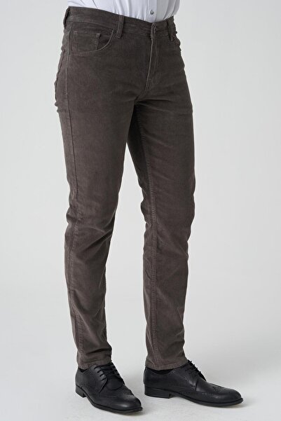White Stone Braga P1040 Slim Fit Pamuklu Kadife Pantolon Haki