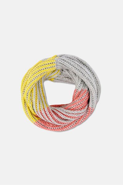 Tchibo Women Knitted Tube Scarf, Yellow And Pink