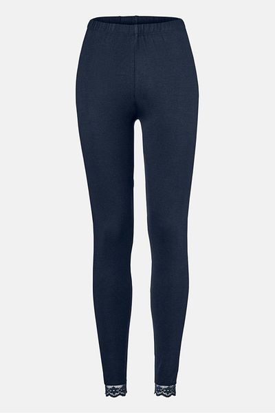 Tchibo Women Plain Lace Hem Full Length Leggings, Navy