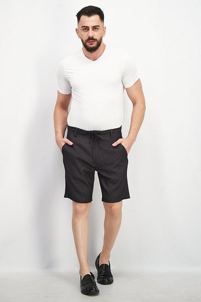 Kenneth Cole Men Micro Dot Belt Loops Basic Shorts, Black