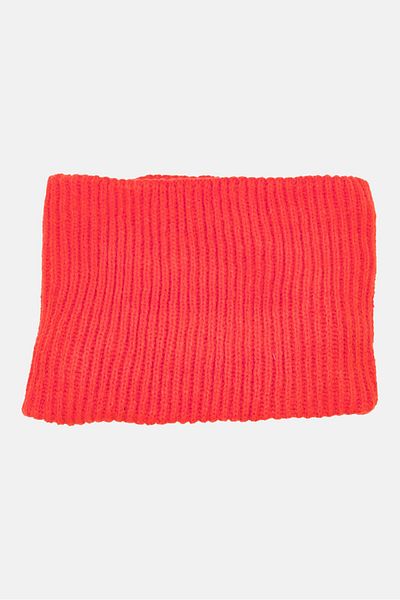 Tchibo Women Knitted Fleece Tube Scarf, Orange
