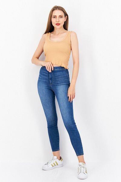 Dkny Jeans Women Scoop Neck Sleeveless Ribbed Top, Light Brown