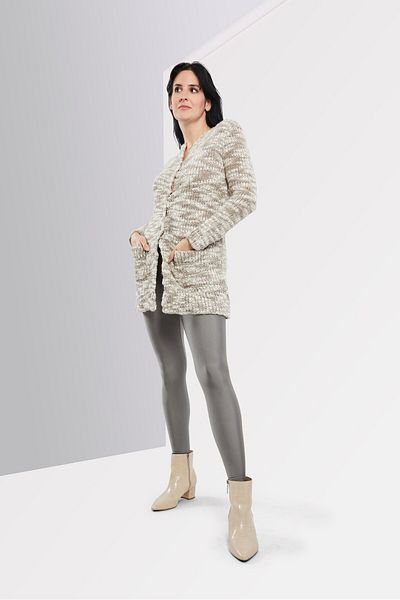 ONE STEP Women Split Neck Button Front Cardigan, Grey