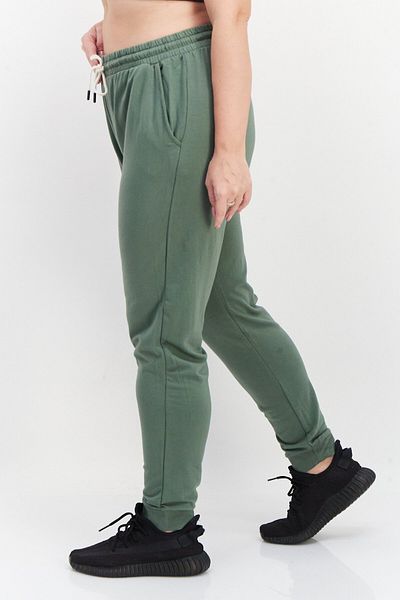 Lark Women Drawstring Plain Jogger Pants, Olive