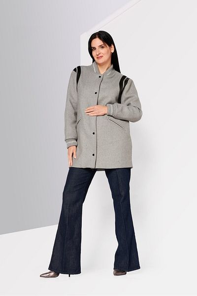 IKKS Women Textured Trench Coat, Grey