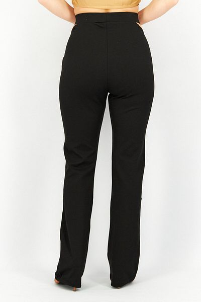 NA-KD Women Regular Fit Cut Out Plain Flare Pant, Black