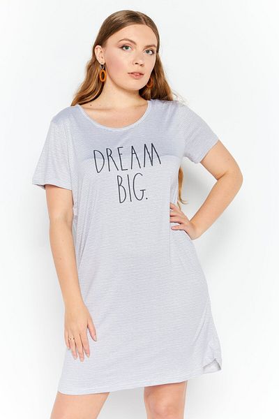 Rae dunn Women Striped Short Sleeves Sleepwear Dress, White