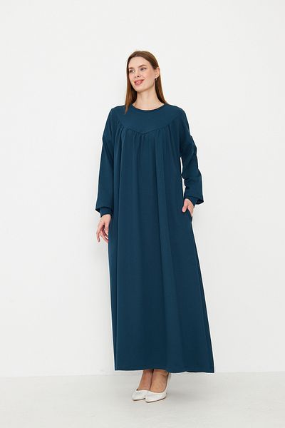 Avones Rochie de damă cu buzunare laterale adunate în față, lungime maxi