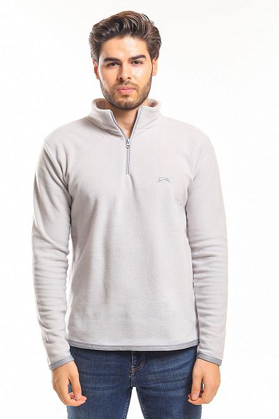 Slazenger Сив мъжки суитшърт - ежедневна яка, цип, удобна кройка