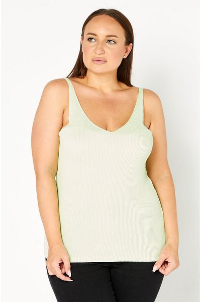 Esprit Women V-Neck Sleeveless  Textured Top, Green