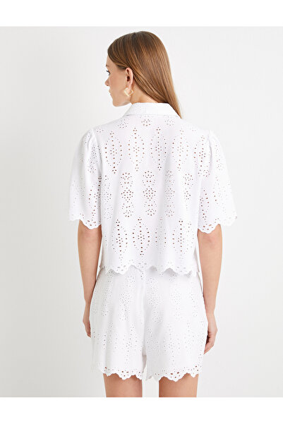 Koton Viskóz vegyes - rövid ujjú Crop Scallop ing