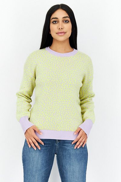 Levi's Women Crew Neck Animal Print Sweaters, Yellow