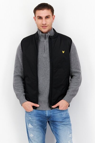 Lyle & Scott Men Sleeveless Embroidered Sweater Vest, Black