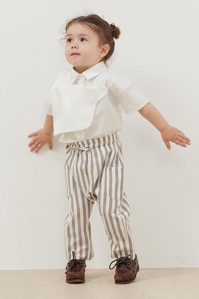Fahhar Kids Beige Striped Baby Shalwar
