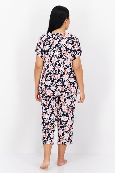 Anne Klein Women 2 Pcs Floral Print Pajama Set, Pink