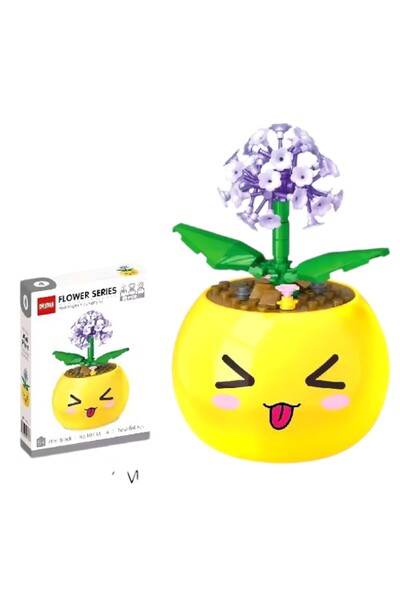 YILDIRIM OYUNCAK Micro Block Flowers in a Pot 64 Piece Building Block - Mini Block Set with Decorative Pots Lego Flower Emoji