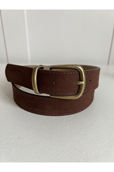 Eksibir Kahverengi Süet Kadın Kemeri Pantolon Kemeri Elbise Kemeri