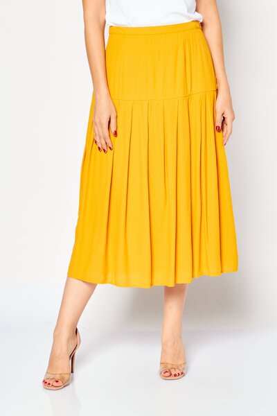 Kayfi Women Pleated Midi Skirts, Sunflower