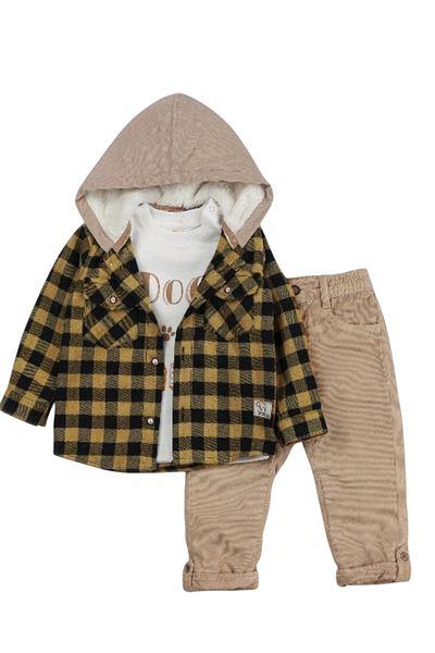 Bombili Wellsoft Hooded Shirt and Badi Pants Set for Baby Boy-Child