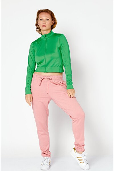 NA-KD Women Full Zip Long Sleeve Solid Jacket, Green