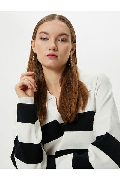 Koton Polo Neck Knitwear Sweater V-Neck Soft Textured