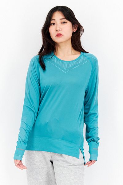 Asics Women Sportswear Fit Long Sleeve Training Seamless Top, Lake Blue