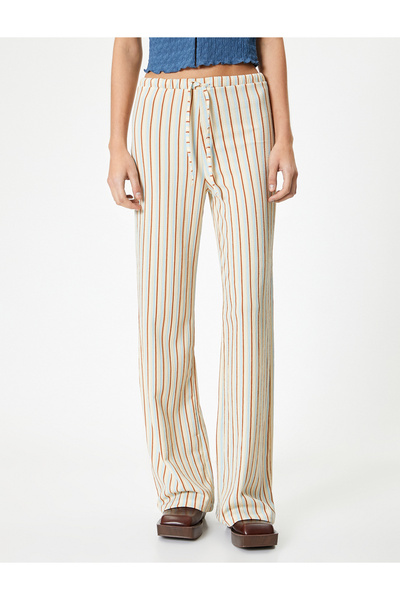 Koton Φαρδύ Παντελόνι Ψηλόμεσο Δέσιμο Μέσης