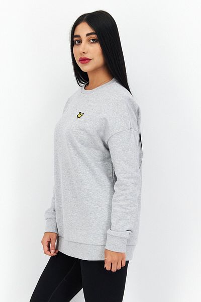 Lyle & Scott Women Crew Neck Embroidered Logo Sweatshirt, Grey Heather