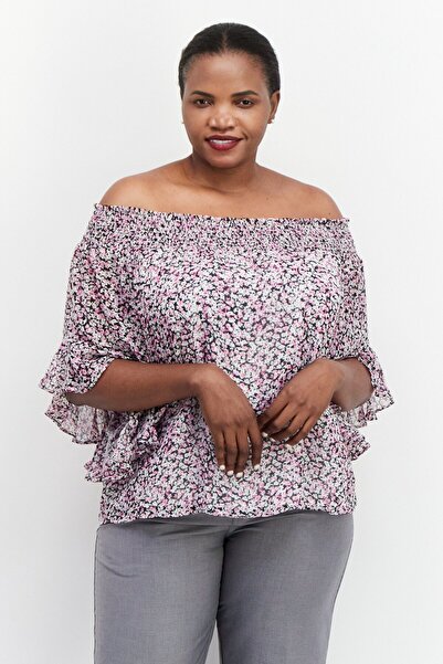 Riley & Rae بلوزة نسائية بأكمام طويلة وكتف مكشوف، لون أرجواني