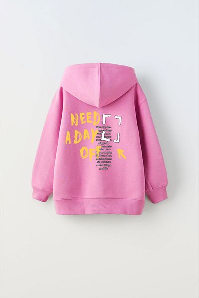 The Champ Clothing Hanorac cu glugă în interiorul fleece The Great Day Coming Text imprimat roz unisex pentru copii