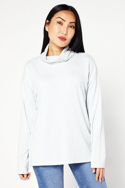 Esprit Women Turtle Neck Long Sleeve Plain Top, Light Blue