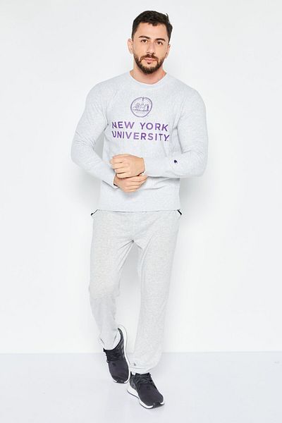 Champion Men Sportswear Fit Round Neck Long Sleeve Outdoor Sweatshirt, Grey