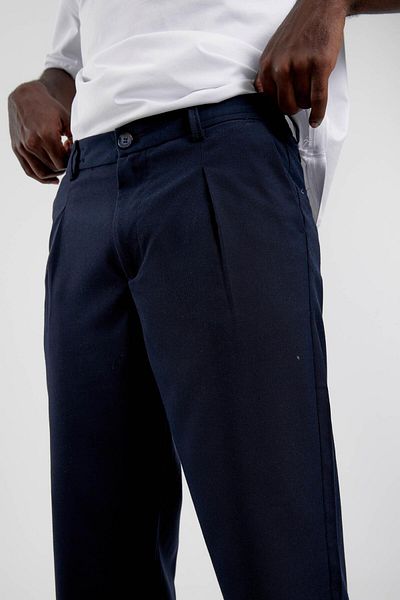 NOMARC Navy Blue YP-PAN24066 Υφασμάτινο φαρδύ παντελόνι
