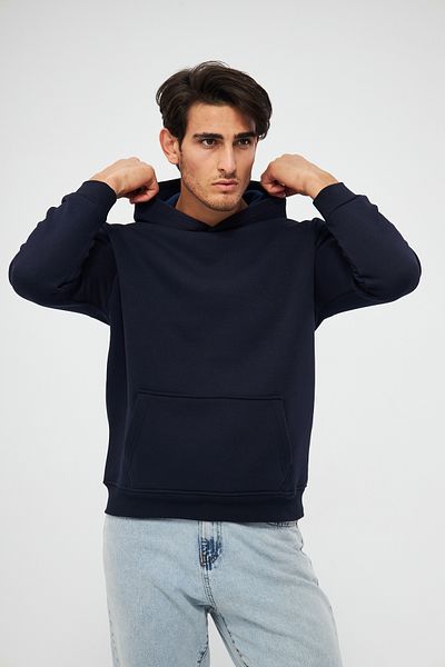 Moda Işık Тъмносин унисекс суичър с качулка - 100% памук