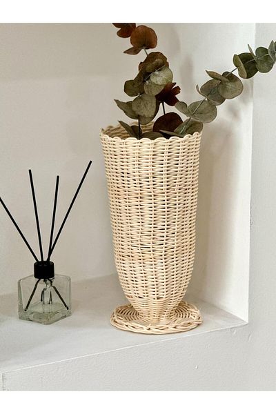 Maison Avf Rattan Decorative Bamboo Handmade Long Vase/ Flower Pot