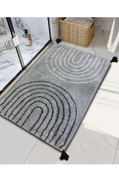 Chilai Home Γκρι Clara 60x100 cm Βαμβακερό χαλάκι μπάνιου με φούντα